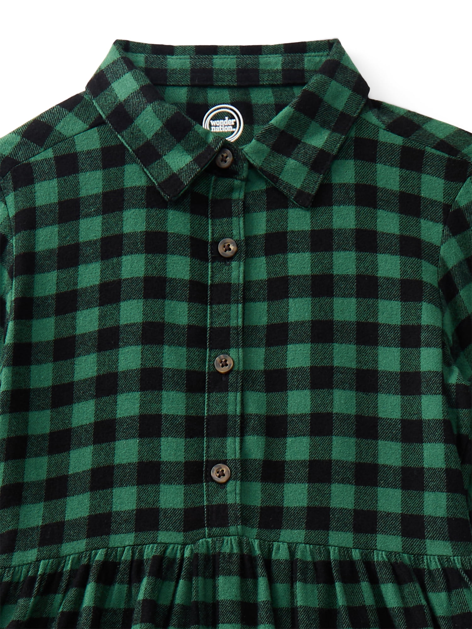 Wonder Nation Girls Long Sleeve Flannel Dress, Sizes 4-18 & Plus