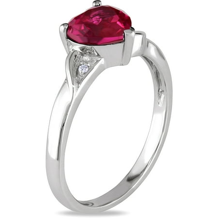 1-5/8 Carat T.G.W. Created Ruby and Diamond Accent Heart Ring in ...