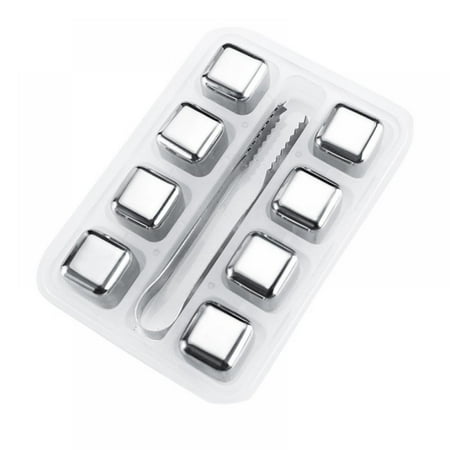

8 Pcs Stainless Steel Ice Cubes Set Reusable Chilling Stones for Whiskey Wine Wine Cooling Cube Chilling Rock Party Bar Tool for Drink Wine Beers Beverages