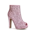 thumbnail image 1 of Unique Bargains Women's Glitter Peep Toe Platform Block High Heel Boots, 1 of 8