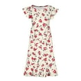 thumbnail image 3 of Zpanxa Robes Florales pour Filles Été Manches Courtes Manches Volantées Col Rond Imprimé de Fleurs Taille Poche Robe Superposée Polyester Spandex Multicolore 12-13 Ans, 3 of 5