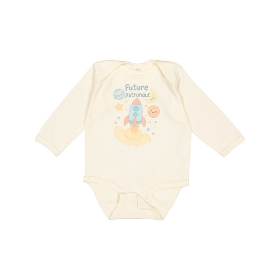 Inktastic Future Astronaut Rocket Moon and Stars Boys or Girls Long Sleeve Baby Bodysuit