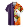 thumbnail image 1 of Mens Manga Corta Botón Abajo Camisas, Navidad Impreso Turndown Cuello Blusa, Top de Moda Casual, 1 of 4