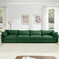 thumbnail image 4 of Newest Super Large Wide,Deep Seat Sofa Couch for 4 Persons, 4 Seater Sofa,Storage Pull out Drawer Under Each Seat, Chenille Green, 4 of 20