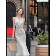 thumbnail image 4 of Vestido largo de satén sin mangas para mujer, fiesta de noche de sirena para traje Sexy, elegante, a la moda francesa, color liso, 2023, 4 of 4