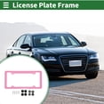 thumbnail image 2 of Unique Bargains License Plate Frame Aluminum Alloy Car Front Rear License Plate Holder with Screws Caps 4 Hole 1 Set Round Hole Narrow Frame Pink, 2 of 8