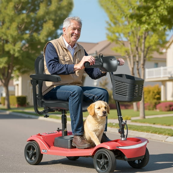 Weather Liner Electric Mobility Scooter for Adults 300 lbs Foldable Travel Folding Scooters Seniors Handicap Mobility Scooter for Seniors Lightweight Collapsible 4 Wheel Mobility Scooters For Adults