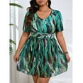 thumbnail image 5 of HOMBOM Swimsuit for Women Plus Size Swim Dress with Boy Shorts Floral Print Beachwear Adults Bathing Suits Green, 5 of 9