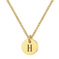 thumbnail image 1 of Flmtop Femmes Lettre Pendentif Rond en Acier Titane Chaîne Clavicule Collier Bijoux Cadeau, 1 of 10