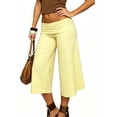 thumbnail image 3 of Fold Over Gaucho Pants for Women Foldover Solid Flowy Capri Pants Y2k Wide Leg Yoga Culottes, 3 of 6