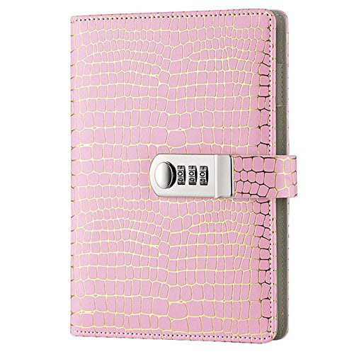 Blue Butterfly PU Leather Journal Notebook Diary with Lock Key Combination Digital Locking Password Diary Notepad Book Travel Journal with Instruction for Girls ang Boys 