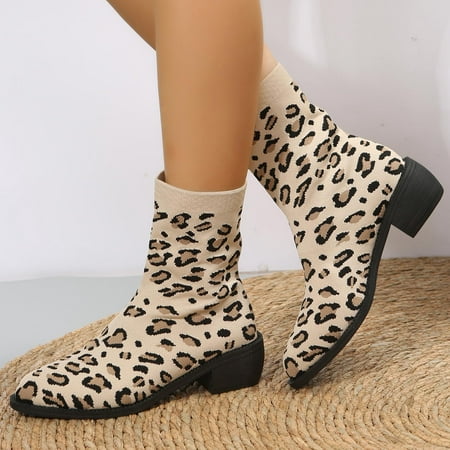 

Gubotare Rain Boots For Women Women s Elastic Chelsea Boots Block Heel Platform Lug Sole Ankle Booties A 7.5