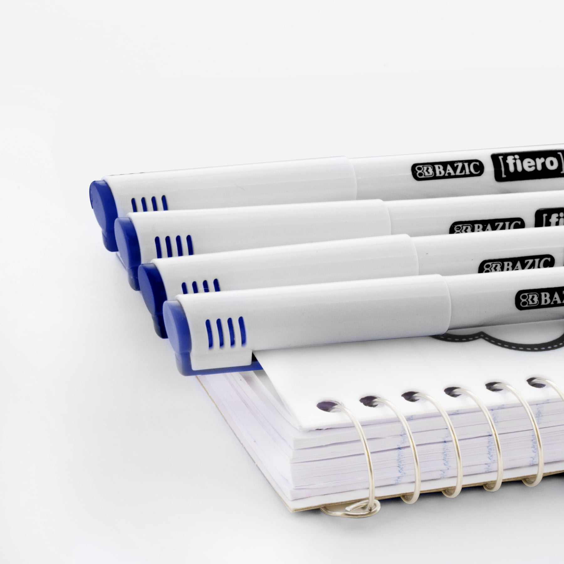 BAZIC Fiero Blue Fiber Tip Fineliner Pen, 0.4mm Extra Fine Tip (4/Pack), 24-Pack