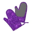 thumbnail image 5 of Hirioo Purple Glitter for Silicone Oven Mitts for BBQ, Baking, Cooking, Set of 2, Heat Resistant 260℃, Non-Slip Kitchen Essentials, 5 of 6