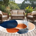 thumbnail image 4 of Round Rugs 6Ft, Navy Blue Burnt Orange Round Area Rug Washable Indoor Throw Carpet, Artwork Vintage Geometric Soft Non Slip Circle Rug for Office Cabinet Home Decor Aesthetic, 4 of 8