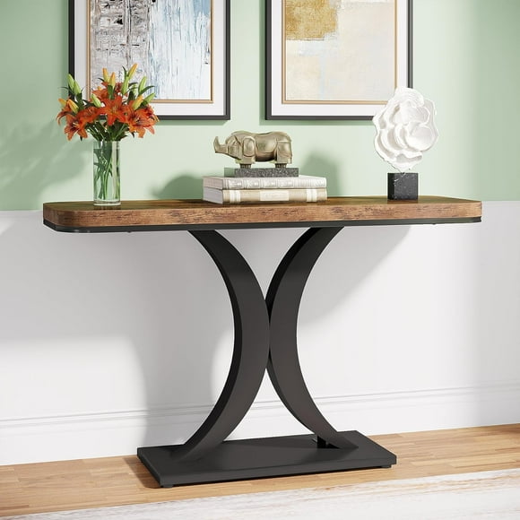 Tribesigns 40" Industrial Console Table, Rustic Hallway Table for Living Room, Entrance, Brown