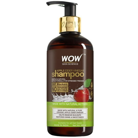 WOW Skin Science Apple Cider Vinegar Shampoo with DHT Blockers | Gentle & Natural Detox Formula that Helps Remove Buildup, 300ml