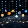 thumbnail image 3 of Galaxy Solar System Hanging Paper Decoration, Outer Space Paper Garland Flower Party Streamers, Plant with Blue Star Hanging for Kids Bedroom Decor，Birthday PartySupplies,8 Strings X 4.3ft, 3 of 7