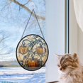 thumbnail image 5 of Stained Glass Window Hanging - Halloween Decoration Orange Pumpkin Vine Leaves Suncatcher for Door Garden Spooky Sun Catchers Gothic Decor Horror Gifts for Women Men Friend Boy, 5 of 6