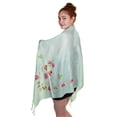 thumbnail image 2 of GILBIN'S Fashionalble Floral-Pasley Design Embroidered Light Scarf Wrap Shawl Pashmina(Flower Teal), 2 of 2