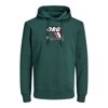 Jack & Jones Mens Wonton Hoodie Moss Large Logo Fleece Pullover Green L