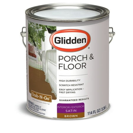 Glidden Porch & Floor Paint and Primer, Grab-N-Go, Satin Finish, Brown, 1