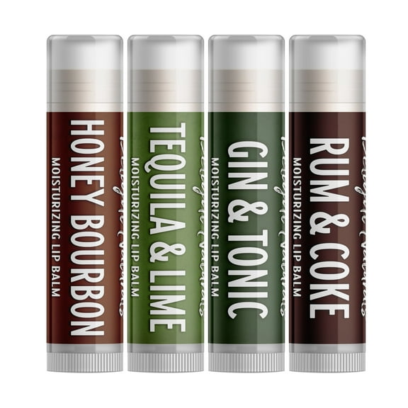 Delight Naturals Mini Bar Lip Balm Gift Set - Honey Bourbon, Tequila & Lime, Gin & Tonic, Rum & Coke