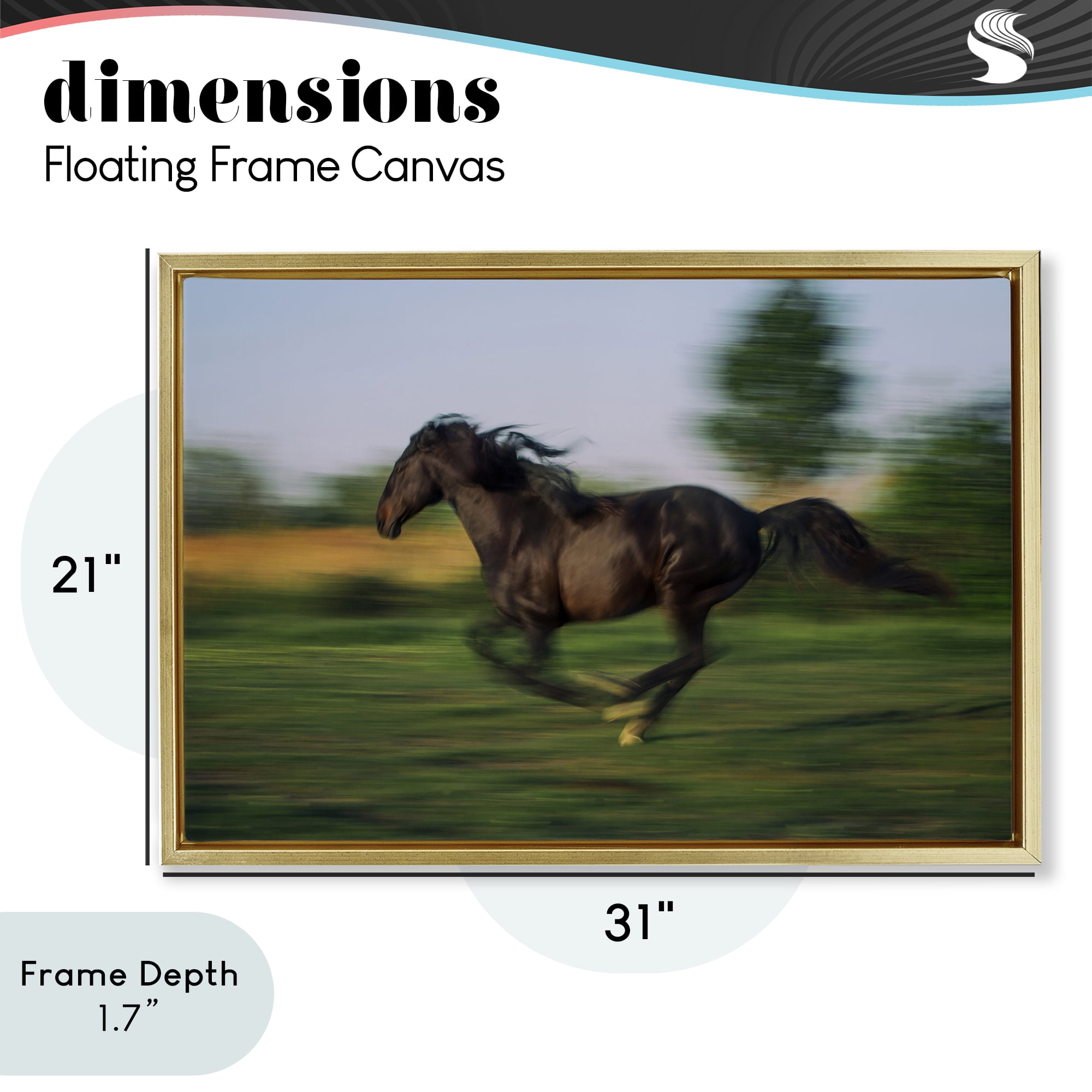 Stupell Industries Dashing Camargue Racehorse Gold Framed Floater Canvas Wall Art, design by Scott Stulberg
