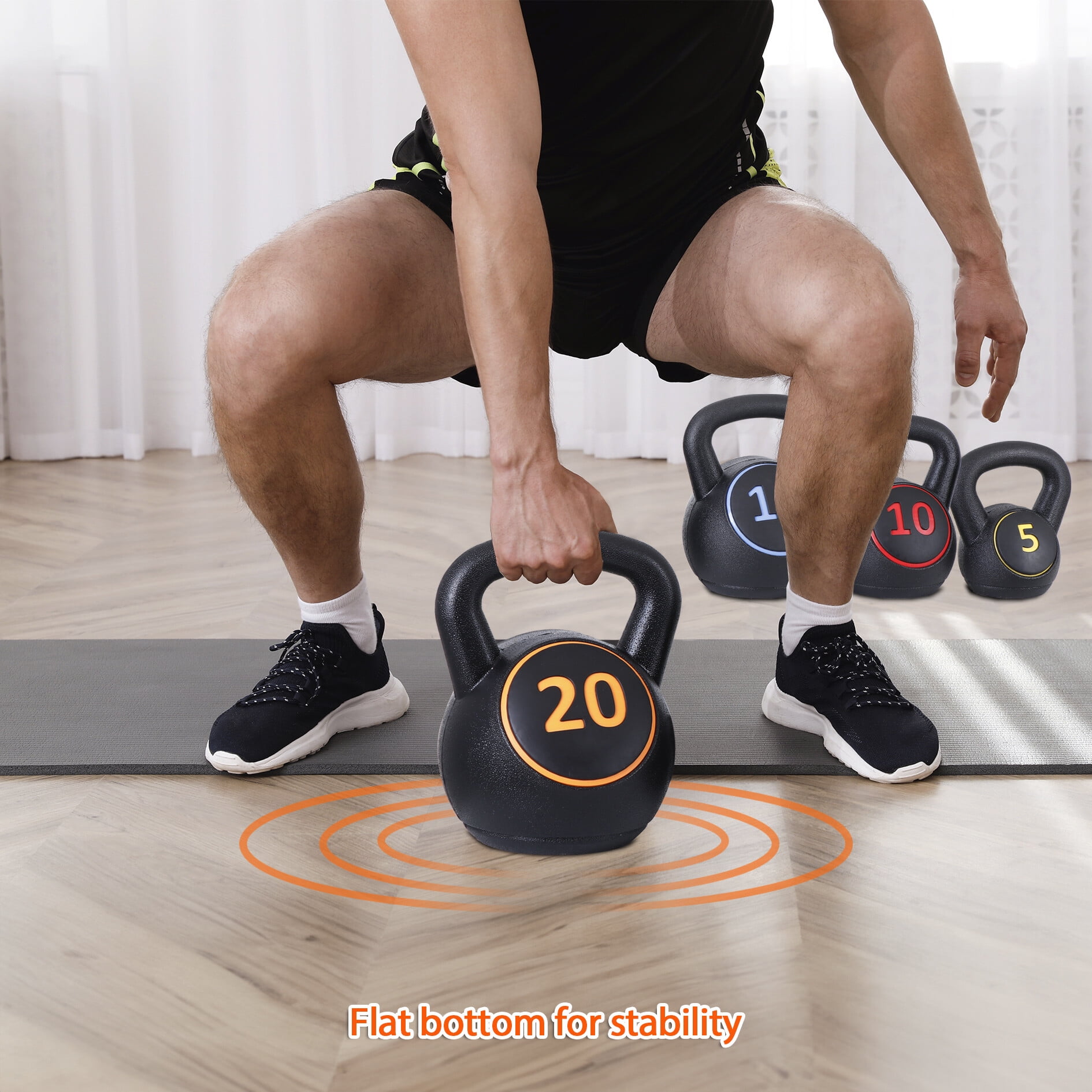 ZENSTYLE 4-Piece Kettlebell Set, 5lb, 10lb, 15lb, 20 lb for Home Gym Exercise Fitness Weights