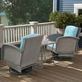 thumbnail image 3 of Outdoor Patio Chair Set, 3 Piece All Weather Rattan 360° Swivel Rocking Glider Chair with Coffee Table, Patio Conversation Set for Porch Balcony Poolside Backyard, Light Blue, 3 of 9