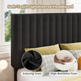 thumbnail image 3 of Honfach Twin Size Bed Frame, Upholstered Platform Bed with Velvet Headboard, Wide Bed Legs and Strong Wood Slats Support,Black, 3 of 7