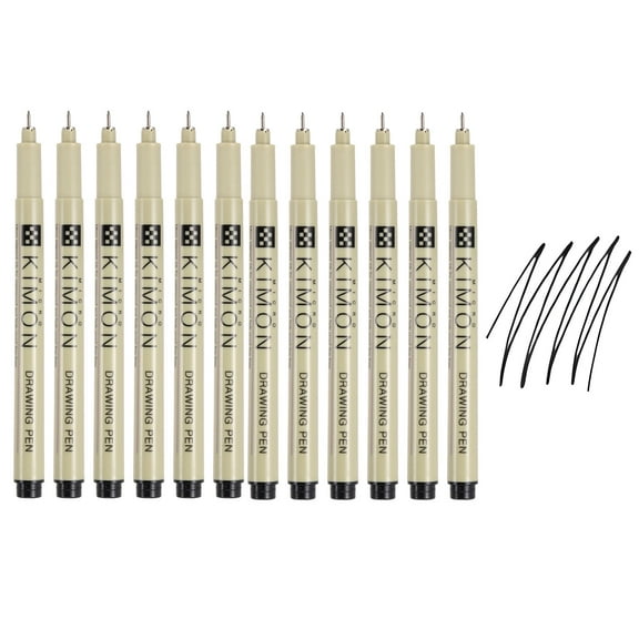 Fineliner Pens, 0.1mm Fine Points Drawing Pen for Sketching, Pack of 12