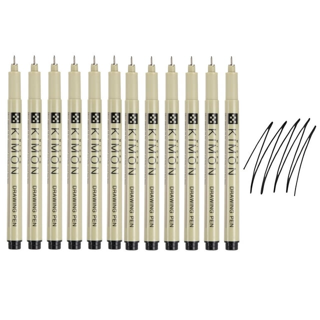 Stylos Fineliner, Pointe Fine 0,1 mm pour Croquis, Lot de 12