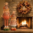 thumbnail image 4 of Set of 4 Thanksgiving Fabric Gnome and Scarecrow Dolls with Sunflower Hats and Weighted Standing Base, Festive Tabletop Decoration for Mantel, Shelf, and Holiday Party., 4 of 8