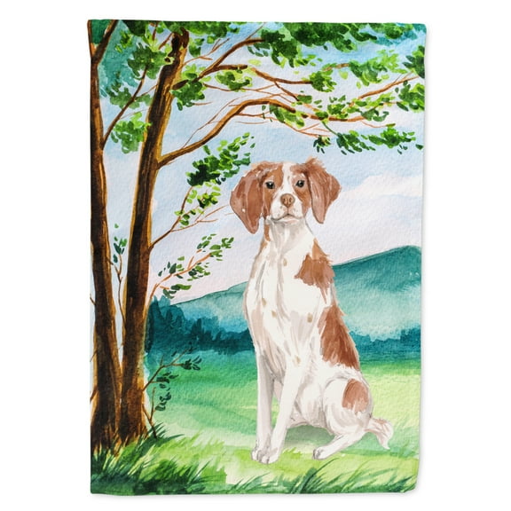 Under the Tree Brittany Spaniel Garden Flag