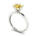thumbnail image 2 of 1.5 ctw Solitaire Anniversary Ring for Women | Round Cut Simulated Yellow Diamond | Hyperallergenic Solid 18K White Gold, 2 of 5
