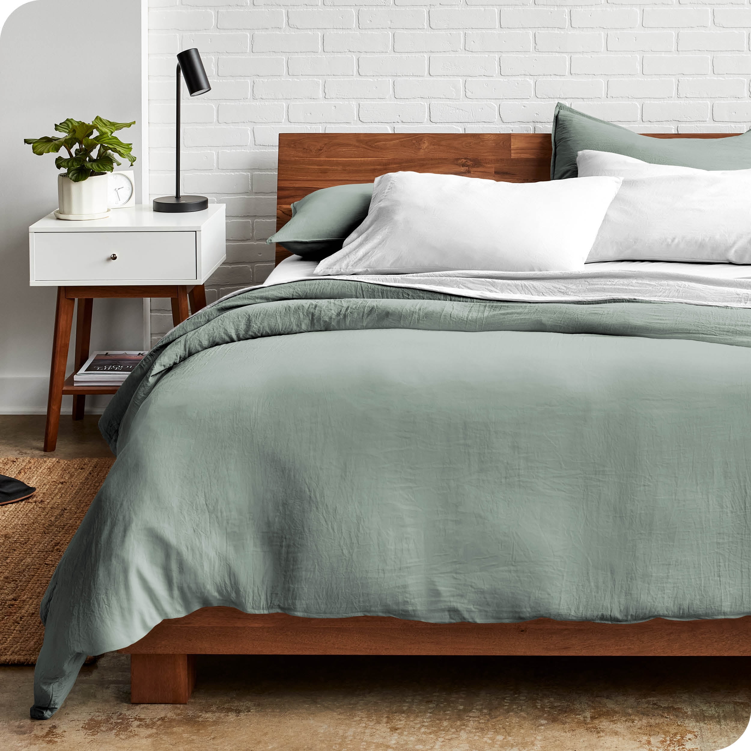 Bare Home Sandwash Microfiber Duvet Cover & Sham Set, Full, Slate, 3-Pieces