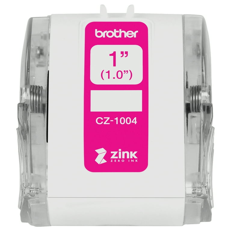 Brother Genuine CZ-1004 continuous length 1” (1.0”) 25 mm wide x 16.4 ft.  (5 m) long label roll featuring ZINK® Zero Ink® Technology.