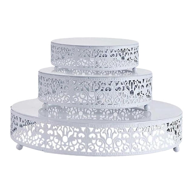 3 soportes redondos para tartas, bandeja para servir, soporte para postres para decoración de cumpleaños, color blanco Zulema Puesto de pasteles