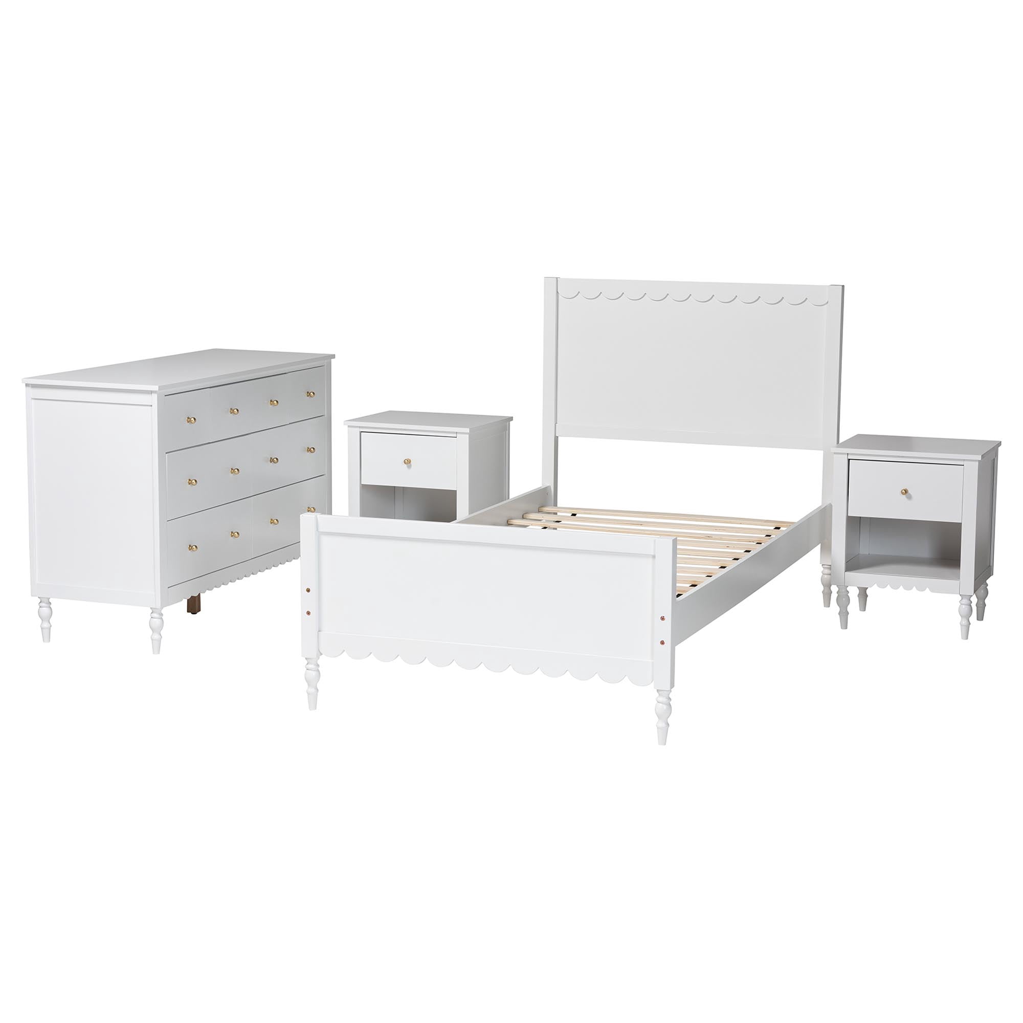 Baxton Studio Roni Modern Bedroom Set, Twin, White