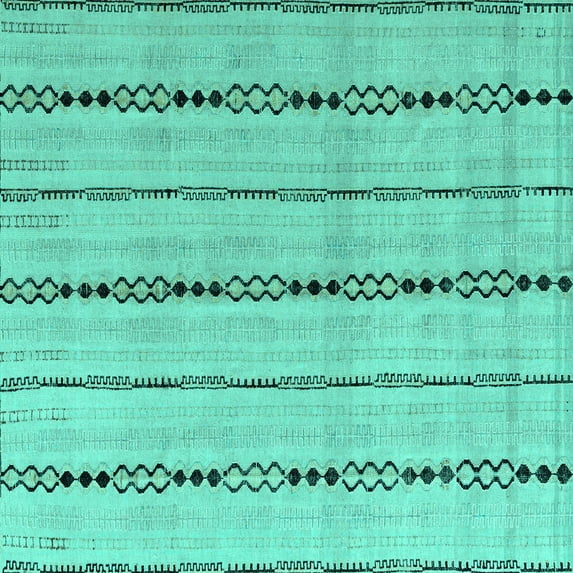 Ahgly Company Indoor Square Abstract Turquoise Blue Modern Area Rugs, 7' Square
