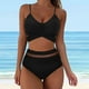 thumbnail image 2 of MKLEKYY Trajes De Baños Women Mesh High Waisted Bikini Sexy Push Up Two Piece Swimsuits Vintage Swimsuit Two Piece Retro Ruched High Waist Print Bikini Set, 2 of 6