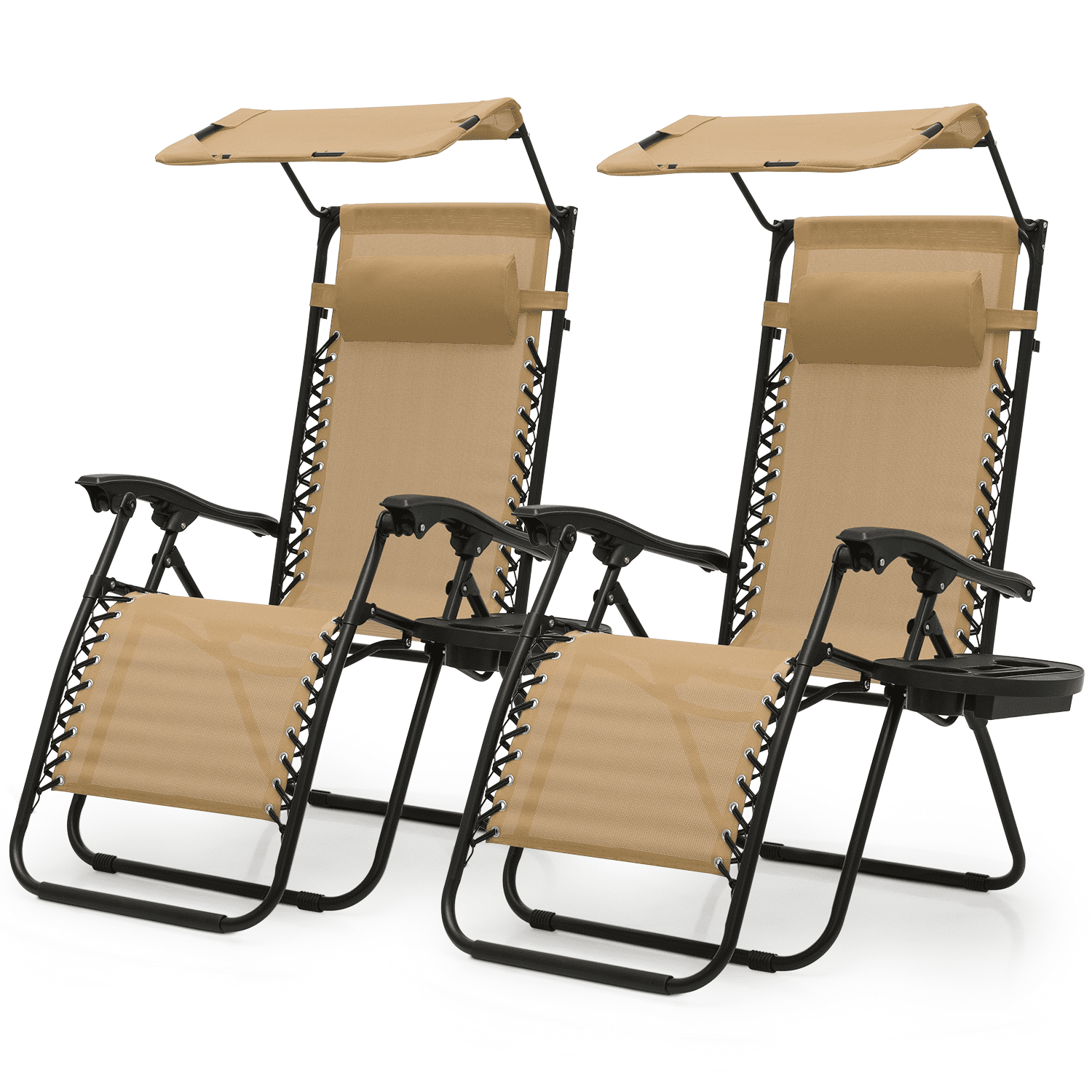 MoNiBloom Patio Zero Gravity Chair Set for 2, Recliner Lounger with