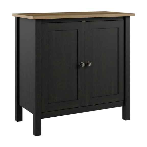 Bush Furniture Mayfield Accent Storage Cabinet with Doors in Vintage Black and Reclaimed Pine