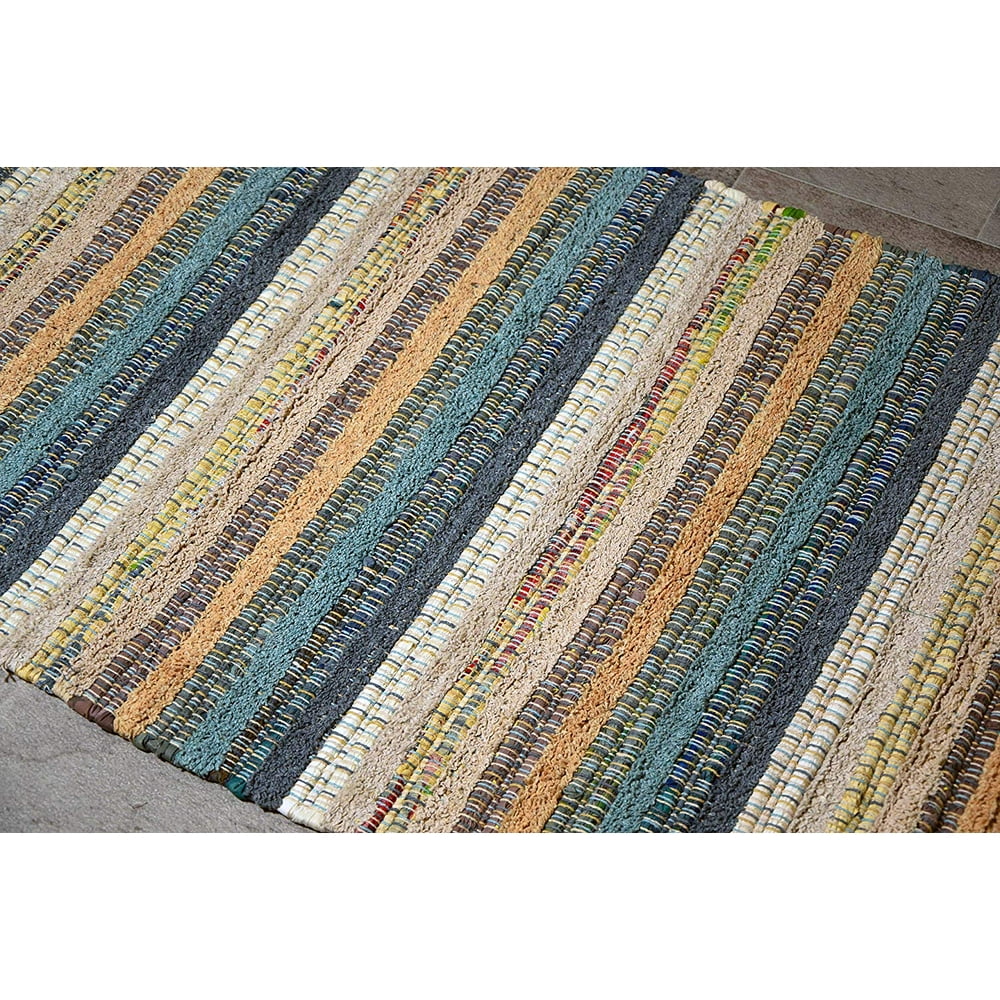 Multicolor Cotton Striped Door mat Rug Indoor 2x3' Entrance Entryway