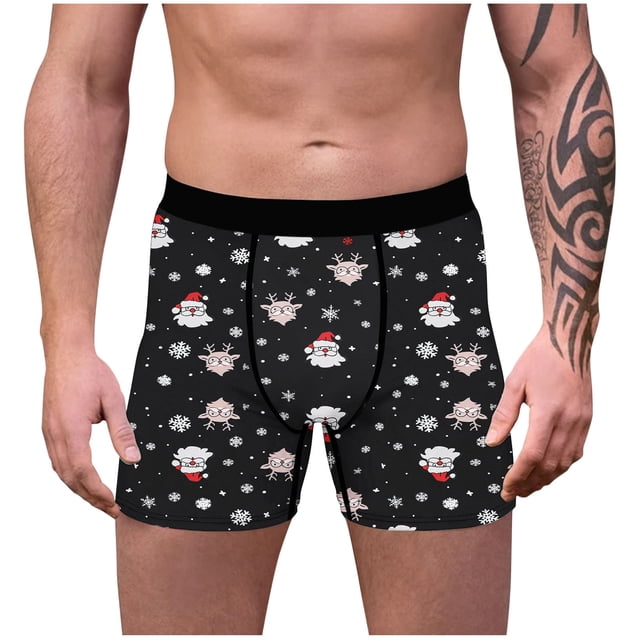 Christmas Digital Printing Breathable Close Fitting Men's Underpants Comfortable Boxers