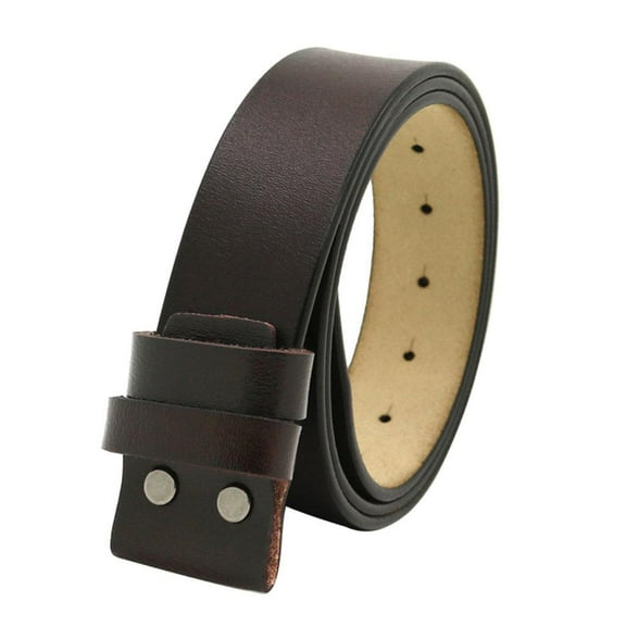 Vintage Style Mens Leather Belt Strap Trousers Jeans No Buckles Brown Coffee