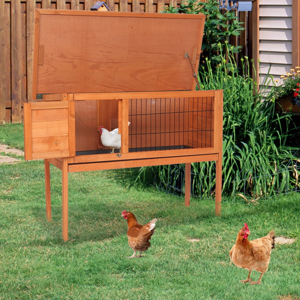 36" Wooden Rabbit Hutch Chicken Coop Waterproof Wood Hen House Poultry Pet Cage 
