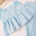 thumbnail image 5 of TOWED22 Toddler Baby Girl Clothes Sleeveless Tie-Up Ruffle Tops Linen Pants Set Infant Summer Outfits(Blue,2-3 Y), 5 of 9