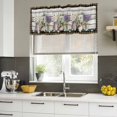 thumbnail image 4 of Spring Floral Curtain Valances for Windows, Kitchen Valance Window Treatments Panel 2 Pack, Pastoral Bottle Flowers Wood Brown Plaid Rod Pocket Short Curtains for Bathroom Bedroom 42 x 12 Inch, 4 of 8
